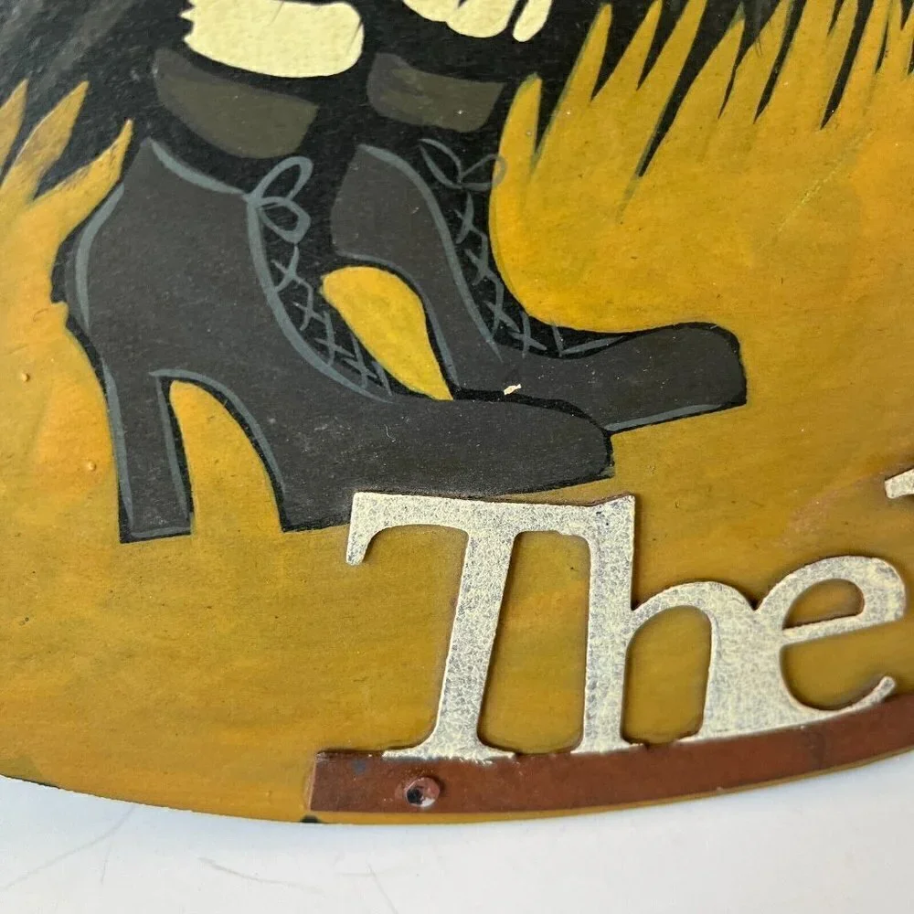 Primitives by Kathy Flying Witch on Broom Wood Wall Sign Plaque Folk Art Witchy